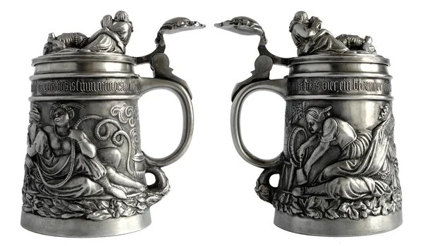 Antieke tinnen bier tankard — Stockfoto