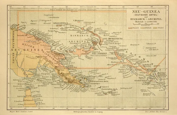 Mapa antiguo de Nueva Guinea —  Fotos de Stock