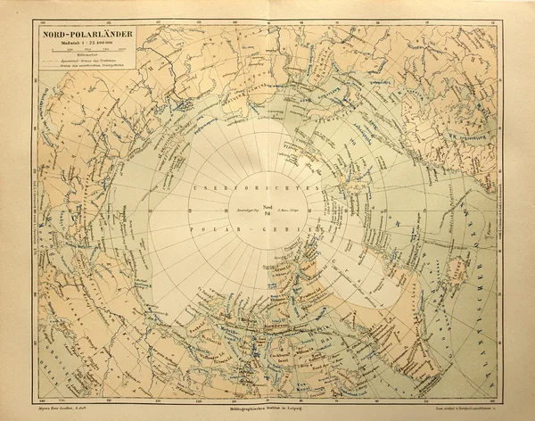 Old map of the Arctic Circle Lands — Stock Photo, Image