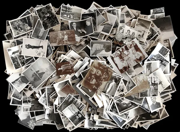Viele alte Schwarz-Weiß-Fotos — Stockfoto