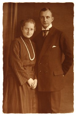 Orta yaşlı çiftin Vintage Fotoğraf