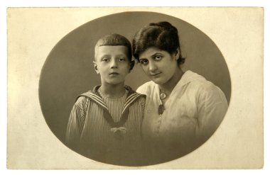 Vintage Fotoğraf: anne ve oğlu
