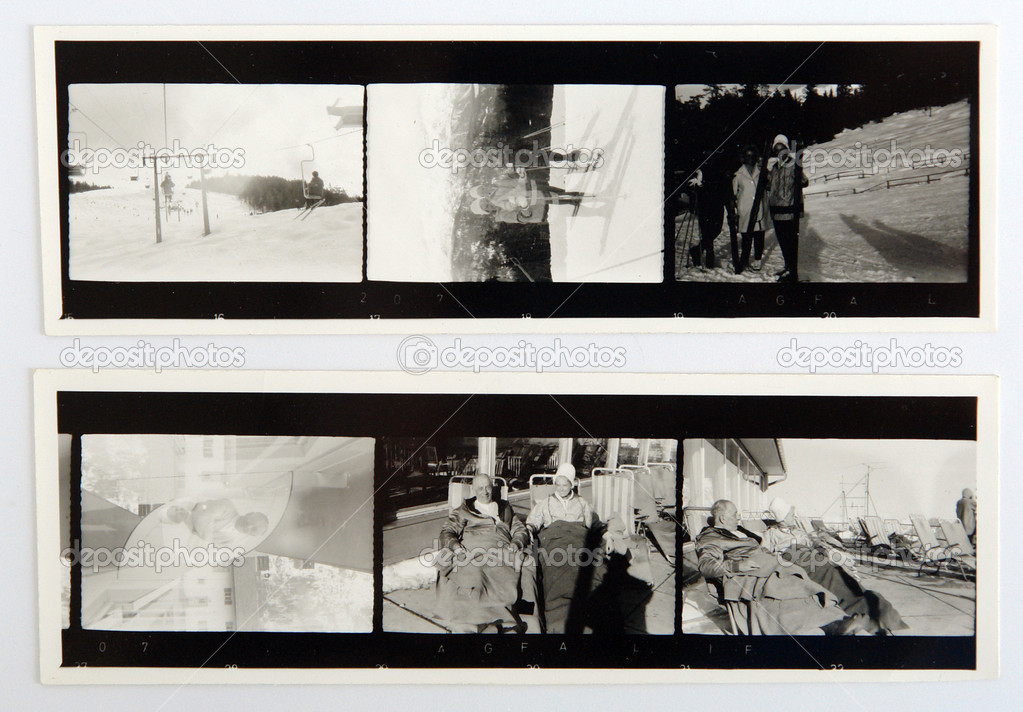 Contact print of black and white negative film