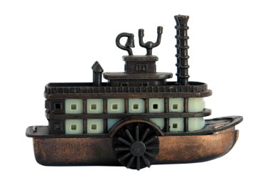 Bronze miniature of old steamboat clipart