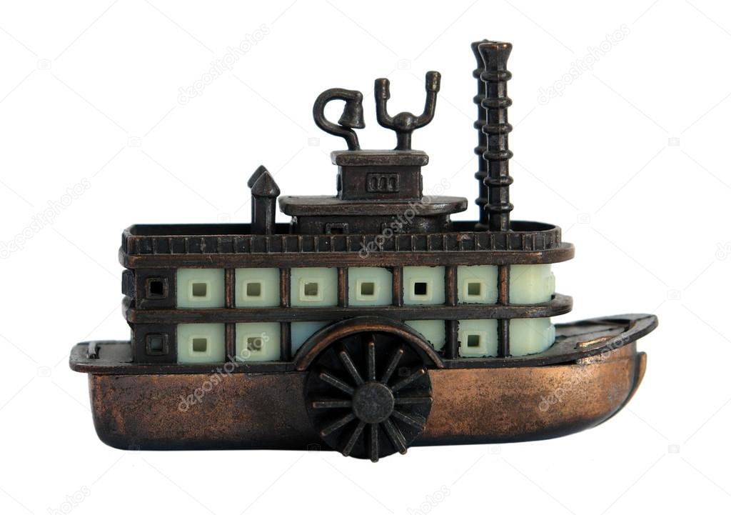 Bronze miniature of old steamboat