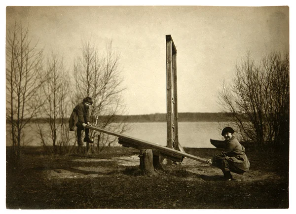 Foto vintage de seesaw — Fotografia de Stock