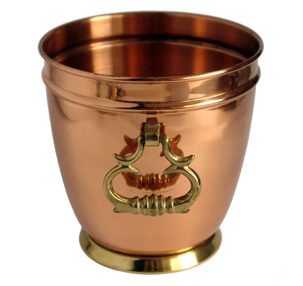 Old copper bucket for champagne — Stock Photo, Image