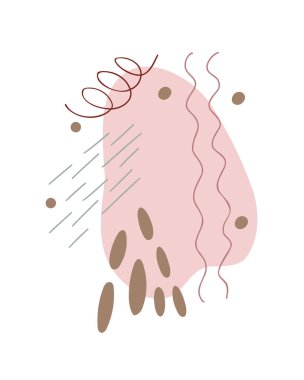 Boho stili soyut şekiller, basit el çizimi sanat objeleri modayı gösteren pastel renkler, minimalist koleksiyon