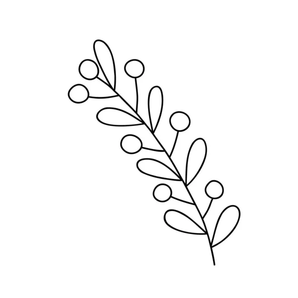 Рождественская Цветочная Декоративная Ветвь Листьями Ягодами Домашнего Декора Праздничное Оформление — стоковый вектор