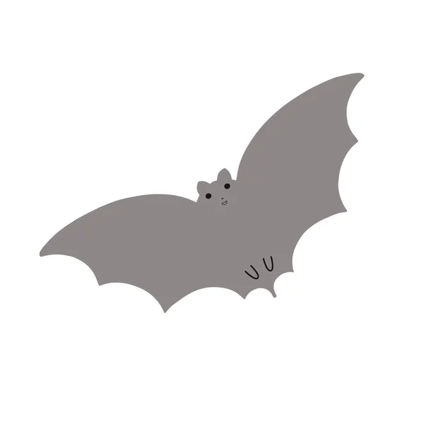 Halloween Bat Simple Fancy Vector Illustration Hand Drawn Gray Animal — Stock Vector