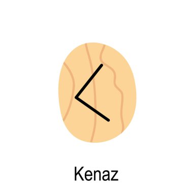 Eski Rün Kenaz, antik İskandinav alfabesi vektör ilüstrasyonu, el çizimi tipografi, okült harfler, mistik işaretler, ezoterik konsept