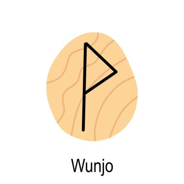 Eski Runik Wunjo, antik İskandinav alfabesi vektör illüstrasyonu, el çizimi tipografi, okült harfler, mistik işaretler, ezoterik konsept.