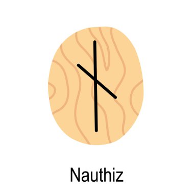 Eski Rün Nauthiz, antik İskandinav alfabesi vektör ilüstrasyonu, el çizimi tipografi, okült harfler, mistik işaretler, ezoterik konsept