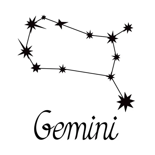 Zvěrokruhová souhvězdí sbírka jednoduchých vektorových ilustrací, symbol astrologie Blíženců pro předpovědi budoucích událostí, hvězdy spojené s liniemi — Stockový vektor