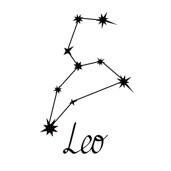 Collection constellation zodiaque illustration vectorielle simple, symbole de l'horoscope de l'astrologie du Lion pour la prédiction des événements futurs, étoiles liées aux lignes — Image vectorielle