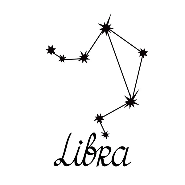 Zvěrokruhová souhvězdí sbírka jednoduchých vektorových ilustrací, symbol astrologie Libry pro předpovědi budoucích událostí, hvězdy spojené s liniemi — Stockový vektor