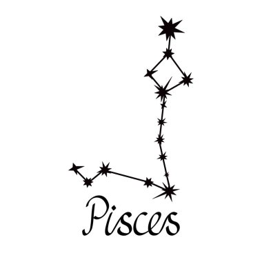 Zodiac takımyıldızı koleksiyonu basit vektör illüstrasyonu, balık astrolojisi gelecek olaylar için burç sembolü, çizgilerle bağlantılı yıldızlar