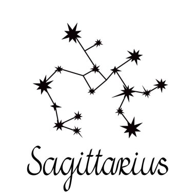 Zodiac takımyıldızı koleksiyonu basit vektör illüstrasyonu, Yay astrolojisi gelecek olaylar için burç sembolü, çizgilerle bağlantılı yıldızlar