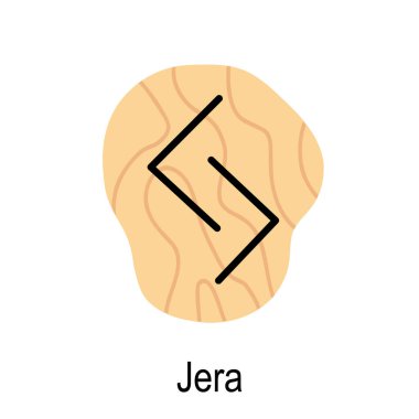 Eski Rün Jera, antik İskandinav alfabesi vektör ilüstrasyonu, el çizimi tipografi, okült harfler, mistik işaretler, ezoterik konsept