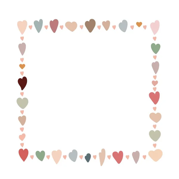 Boho style carré coeur cadre vectoriel simple illustration dans des couleurs pastel à la mode, symbole de vacances d'amour, Saint-Valentin collection de célébration pour faire des cartes, bannières, affiches modernes — Image vectorielle