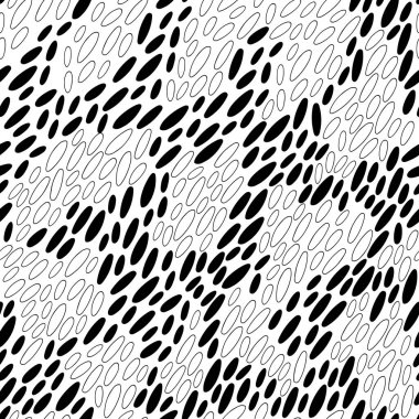 Basit soyut elementler siyah ve beyaz yuvarlak yuvarlak şekiller, doğrusal dikişsiz desen, tekstil için tekrarlanan geometrik süs, hediye kağıdı, ev dekorasyonu