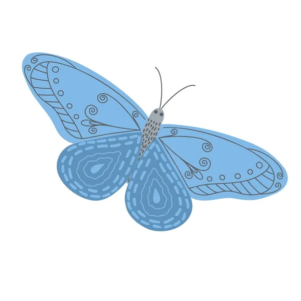 Fantasía pequeña mariposa colorida en la ilustración plana simple del vector del estilo, símbolo de días festivos de Pascua, primavera o verano, decoración de la celebración, clipart para las tarjetas, bandera, decoración de primavera, insecto lindo — Archivo Imágenes Vectoriales