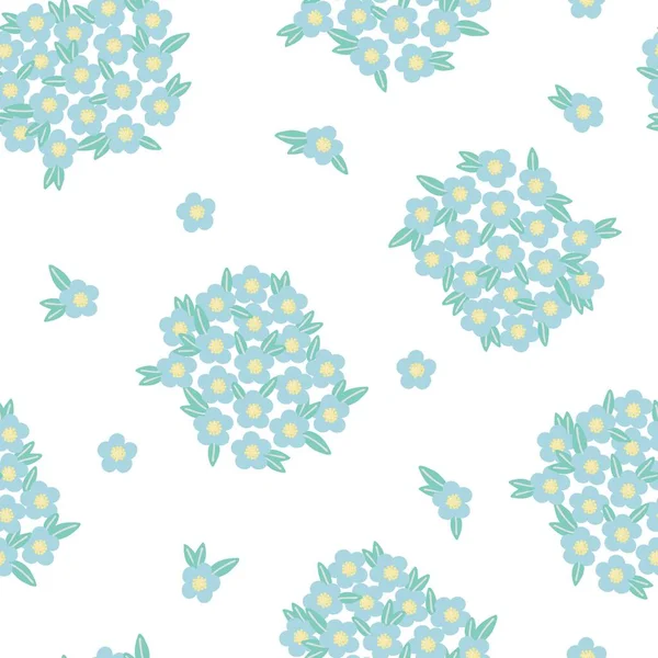 Simple Motif Sans Couture Fleurs Bleues Pastel Illustration Vectorielle Style — Image vectorielle