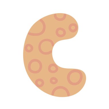 İngiliz alfabesinin C harfi, basit soyut desen vektör ilüstrasyonuyla süslenmiş karalama stili, sevimli komik dekoratif el yazısı abc, el yazısı yazı tipi harfleri, harfler.