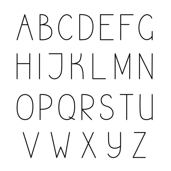Hoofdletter Met Hand Getekend Zwarte Letters Van Het Engels Alfabet — Stockvector