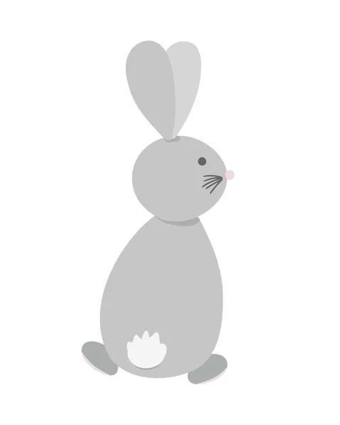 Cute Pouco Easter Cinza Coelho Vetor Ilustração Animal Floresta Desenhos — Vetor de Stock