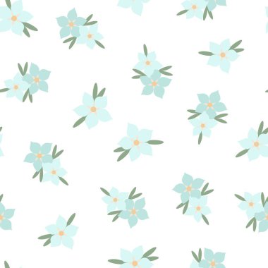 Basit pastel renkli çiçek deseni, çiçekler, düz stil vektör çizimi, baharın sembolü, sıcacık ev, tatil kutlaması dekoru tekstil, kumaş, bahar dekorasyonu için mükemmel.