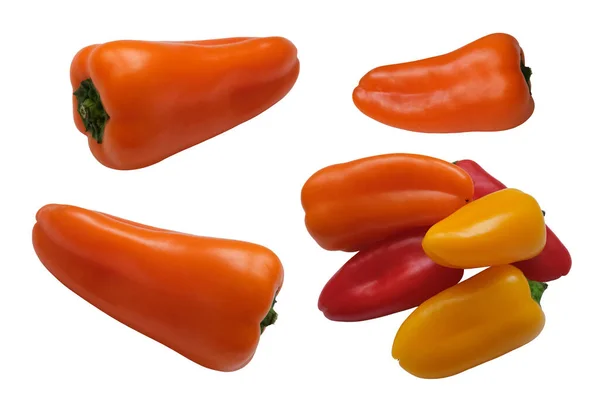 Naranja Rojo Amarillo Pimientos Dulces Conjunto Cerca Verduras Orgánicas Frescas —  Fotos de Stock