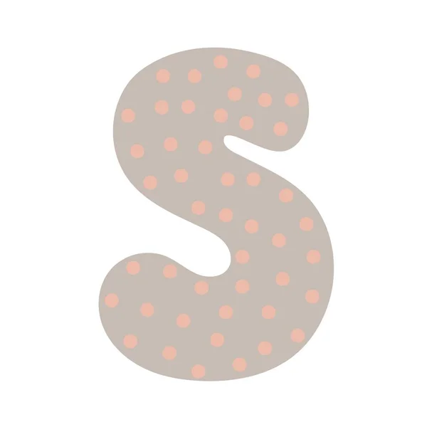 알파벳 S 문자, 단순 한 추상적 패턴 벡터 그림으로 장식된 낙서 스타일, 귀엽고 우스꽝 스러운 필체 abc, 손으로 쓴 글 자체, 문자 — 스톡 벡터