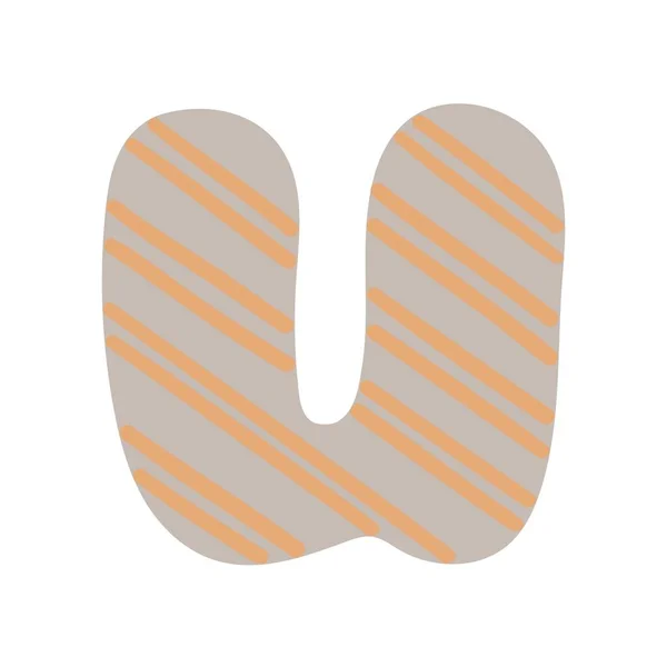 Letter U of English alphabet, doodle style ornamented with simple abstract pattern vector illustration, cute funny ornamented handwriting abc, handwritten font letter, letletletletletletletlettering — 스톡 벡터