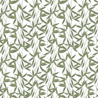 Bambu yaprakları pürüzsüz desen, basit düz stil vektör çizimi, geleneksel Japon bitkisi, tekstil tasarımı, kumaşlar, ev dekorasyonu, zen konsepti için oryantal dekoratif tekrarlama süsü.