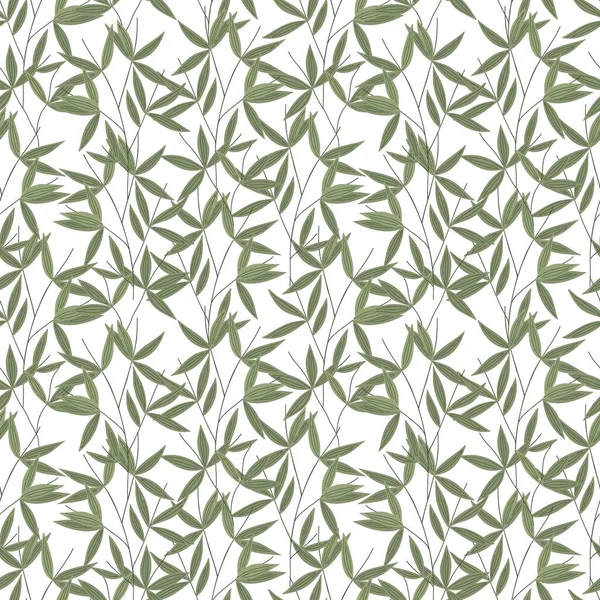 Bamboo leaves seamless pattern, simple flat style vector illustration, traditional japanese plant, oriental decorative repeat ornament for textile design, fabrics, home decor, zen concept — Stock vektor