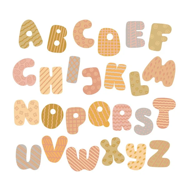 Letters English Alphabet Doodle Style Decorated Simple Abstract Pattern Vector — ストックベクタ