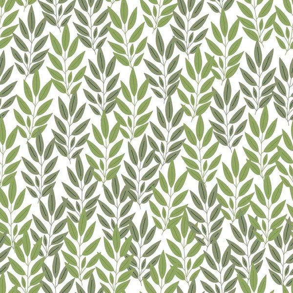 Зелене листя безшовний візерунок Векторна ілюстрація, повторний орнамент для текстилю, подарунковий папір, тканини, екологічна концепція — стоковий вектор