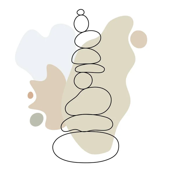 Pierre Zen Dans Illustration Vectorielle Abstraite Simple Style Doodle Avec — Image vectorielle