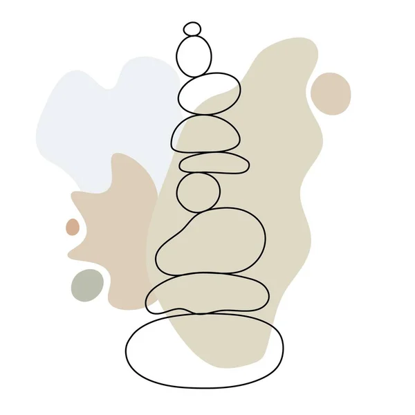 Zen Piedra Forma Abstracta Simple Estilo Doodle Vector Ilustración Con — Archivo Imágenes Vectoriales