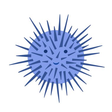 Şirin deniz kestanesi su altı yaratık vektör illüstrasyonu, deniz yaşamı hayvan klipsi, çocuk posteri için görüntü, maskot.