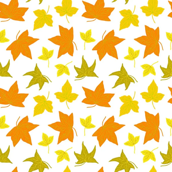 Herbst Blätter Nahtloses Muster Einfacher Vektor Minimalistisches Konzept Flachen Stil — Stockvektor