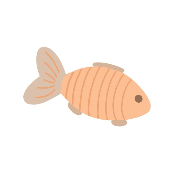 Cute Fish Sea River Creature Simple Flat Style Doodle Vector — ストックベクタ