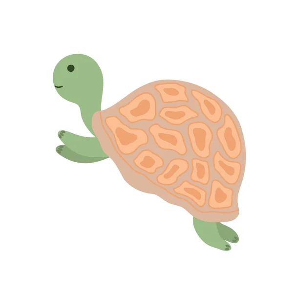 Cute Funny Turtle Underwater Sea Creature Vector Illustration Sea Creature —  Vetores de Stock