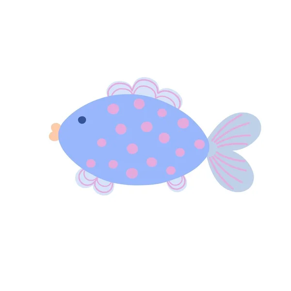 Cute Fish Sea River Creature Simple Flat Style Doodle Vector — 图库矢量图片