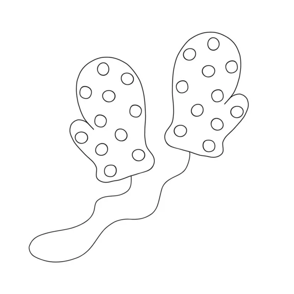 Warm Mittens Outline Simple Vector Illustration Warm Clothes Winter Cold — Stockový vektor