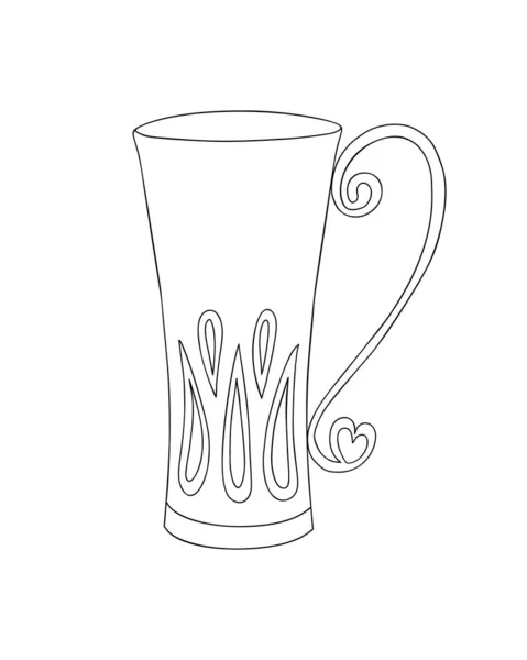 Mok Voor Warme Dranken Eenvoudige Schets Vector Illustratie Koffie Thee — Stockvector