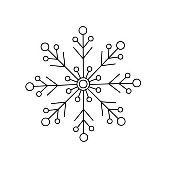 Sneeuwvlok Kerst Eenvoudige Doodle Lineaire Hand Getekend Vector Illustratie Wintervakantie — Stockvector