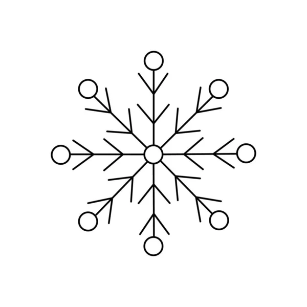 Sneeuwvlok Kerst Eenvoudige Doodle Lineaire Hand Getekend Vector Illustratie Wintervakantie — Stockvector