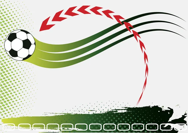 Banner de fútbol verde con flecha roja — Vector de stock